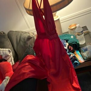 Silk pants romper backless with adjustable straps size small. Very fitting